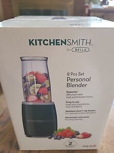 KitchenSmith By Bella 8pc Personal Blender Black Smoothie Protein Shake NEW