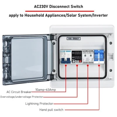 Solar Disconnect Switch AC230V 63A Household Circuit Breaker Lightning Protector - Image 1 of 4