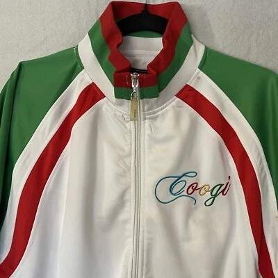 COOGI De Colección Rara Chaqueta de Bombardero Verde Blanco Bordado Estampados de Manos Para Hombres XL Foto 1 de 4