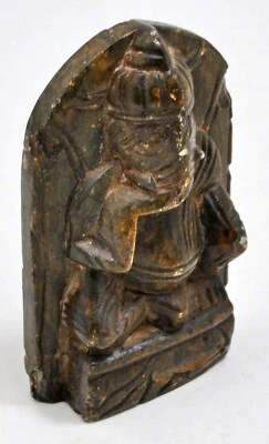 Antigua Estatuilla Ídolo Dios Ganesha Piedra Negra Original Antigua Tallada a Mano Foto 1 de 4