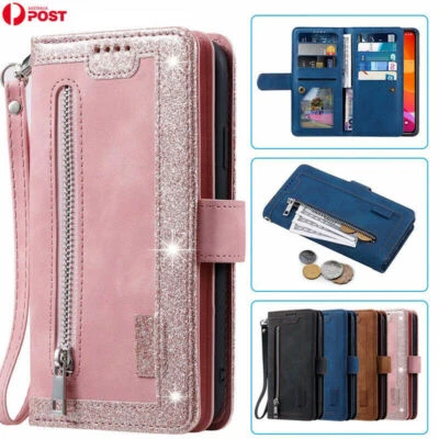 Zipper Leather Wallet Flip Case For iPhone 16 15 Pro Max 14 12 13 11 XS XR Cover - Image 1 of 4
