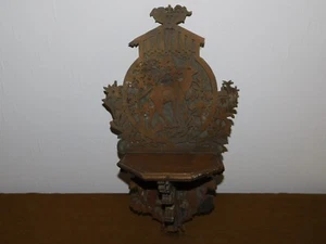 Wooden Altar Fretwork Shelf Work around 1900! Hunting Motif! Religious! - Picture 1 of 7