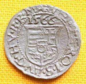 Medieval Hungarian Kingdom Coin - Habsburg Maximilian Silver Denar, 1566. - Picture 1 of 2