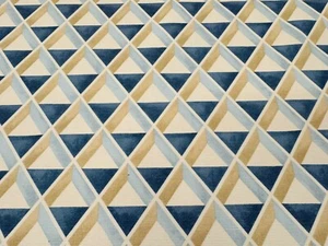 Lee Jofa Lattice Linen Print Fabric- Cannes Print / Sky Blue REMNANT 37" x 66" - Picture 1 of 3