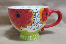 Dutch Wax Large Footed Mug Flower Hand Painted/Dutch Wax Ceramic