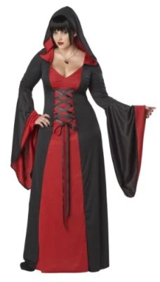 De lujo Bata con Capucha Vampiro Bruja Vestido Elegante Halloween Adulto Disfraz 2 COLORES Foto 1 de 2