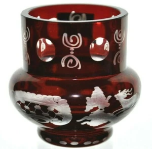 Egermann Ruby Cut to Clear Glass Toothpick Holder - Picture 1 of 4