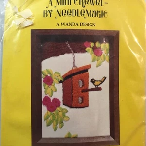 Vintage 1974 NeedleMagic Mini 5" x 7" Crewel MCM Decor Embroidery Kit Unopened - Picture 1 of 4