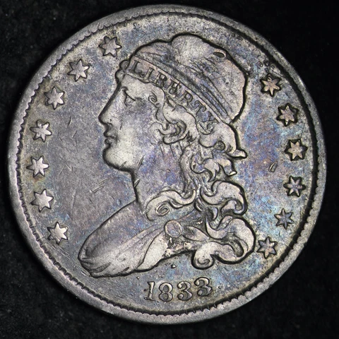 1833 Capped Bust Silver Quarter CHOICE XF FREE SHIPPING E195 GCHT Cover