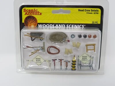 Woodland Scenics O 2762 Road Crew Accessory Set Construction Zone  Tools Signs - Image 1 of 2