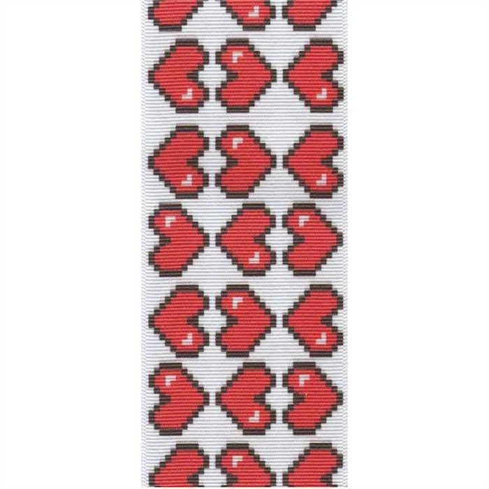 2 Yds. RED HAPPY HEARTS GROSGRAIN  2 1/4" wide  - Image 1 of 1