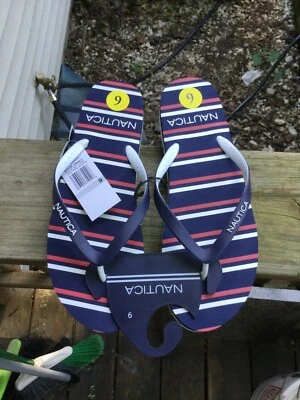  Сандалии-шлепанцы женские Nautica Acantha темно-синие, красно-белые в полоску размер 9, 10 - Изображение 1 из 4