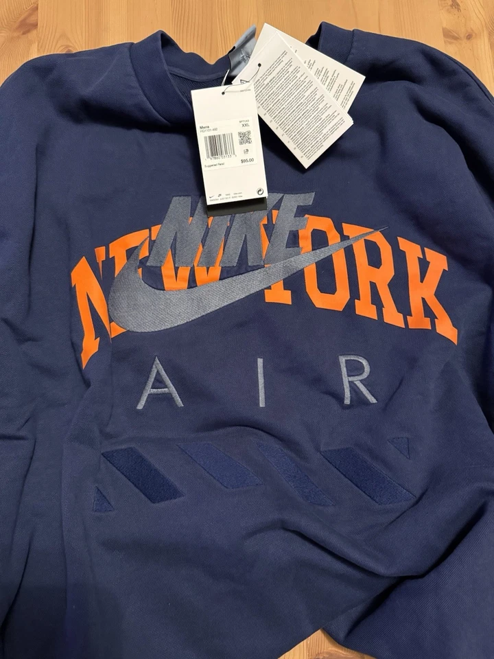 Nike Air Men's NYC Fleece Crew Sweatshirt Blue Void / HQ1101-492 / Med