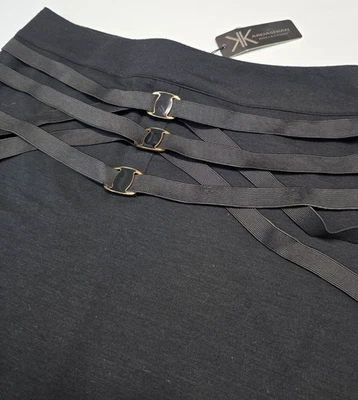 KARDASHIAN KOLLECTION Chic 三腰带黑色中裙。   L 码 — 第 1/4 张图片