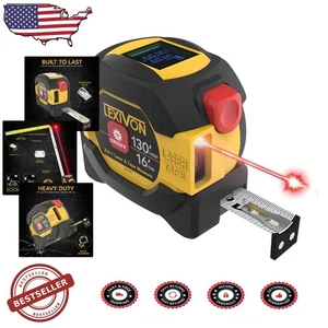 Durable 2-in-1 Laser Tape Measure 130ft/40m LCD + 16ft AutoLock | Accurate - Picture 1 of 9
