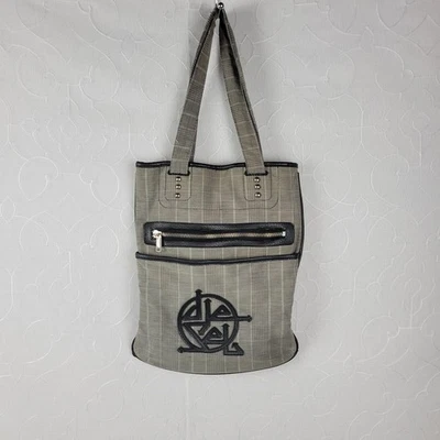 Bolso de hombro Diesel para mujer gris OS a cuadros con ribete de cuero con doble correa Foto 1 de 4