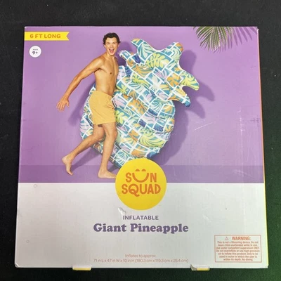 Sun Squad Inflatable Giant Pineapple 6 Foot Float floaty Pool toy New - Image 1 of 2