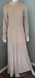 Kabayare Women's Size Medium Maxi Party Dress Beige Long-sleeve Stretch... - Picture 1 of 10