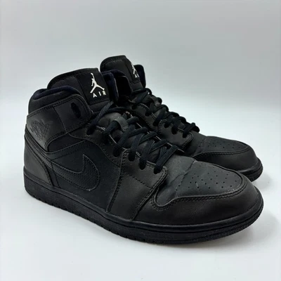 Nike Air Jordan 1 Retro Mid Triple Black Mens US 9 Blackout Sneaker - Image 1 of 4