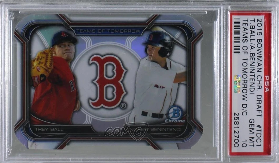 2015 Bowman Draft Teams of Tomorrow Die-Cuts Trey Ball Andrew Benintendi PSA 10 - Image 1 of 2