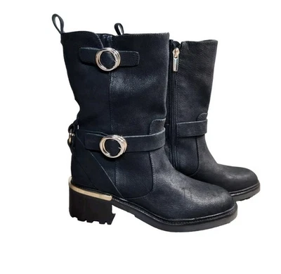 Botas Kerivini Usadas en Excelente Condición Vince Camuto Para Mujer Talla 7,5 M Cuero Negro Hebilla Foto 1 de 4