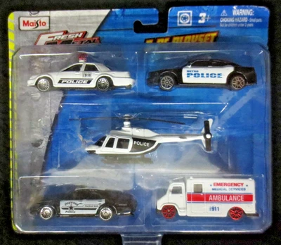 Maisto 新鲜金属警察带救护车 5 件压铸玩具套装全新带盒 (1) — 第 1/4 张图片