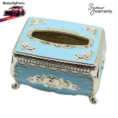 Porta-caixa de tecido estilo europeu luxo dourado e azul novo - Imagem 1 de 4