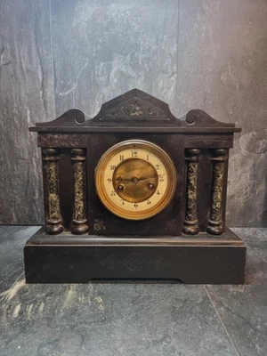 Victorian slate mausoleum mantel clock For Parts Or Repair - Image 1 of 4