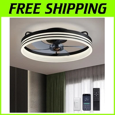 Sleek 20" Black Bedroom Ceiling Fan, Remote Included - Image 1 of 4