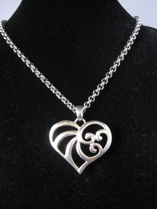 Vintage Kagi Silver Steel Necklace with Heart Pendant - Picture 1 of 11