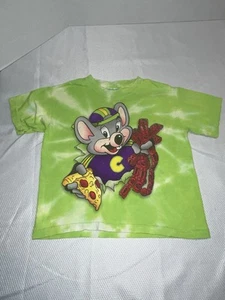Vtg 90s Chuck E Cheese Green Tie Dye Pizza Ticket Graphic T Shirt Youth Small - Picture 1 of 6