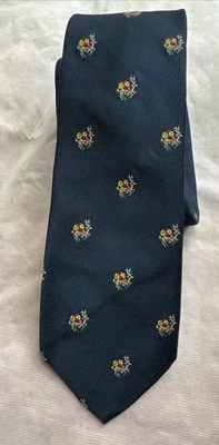 Brooks Brothers Silk Tie Christmas Santa Sleigh Reindeer Navy Blue Repp - Image 1 of 3