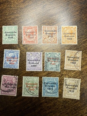 Estampillas de Irlanda de 1922-23 Scott #44-55, buenas condiciones usadas y MH Foto 1 de 2