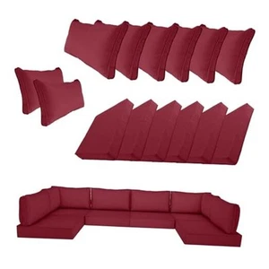 14 Stück Outdoor Terrasse Kissenbezug Ersatz, 25,6*25,6*4 Zoll Burgund - Bild 1 von 7