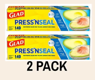 Envoltura de alimentos multiusos de plástico Glad Press'N Seal, rollo de 140 + 140 = 280 pies cuadrados Foto 1 de 4
