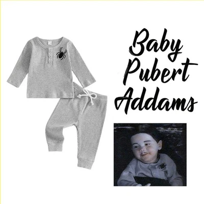MAGIC PRINTING COMPANY Baby Pubert Addams Family Costume Spider Grow Romper Bodysuit Halloween Adams @