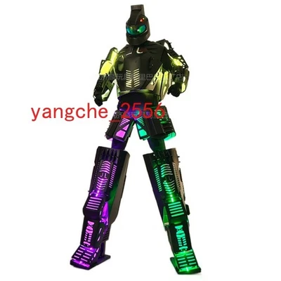LED Robot Cosplay Costume Suit Illuminated Dance Show Party Glow Clothes Helmet - Image 1 of 4