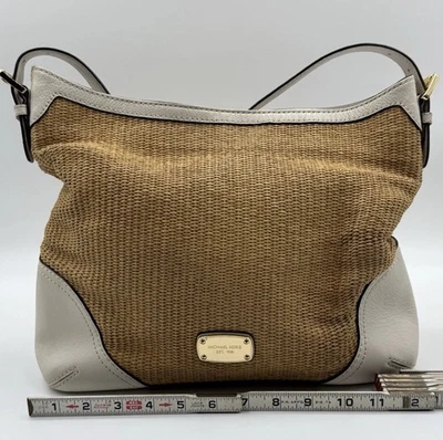 Michael Kors Millbrook Wicker Straw Hobo Shoulder Bag Beige Approx 12”x9” - Image 1 of 4