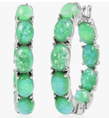 Pendientes de aro de resina verde de acero inoxidable brillantes Foto 1 de 4