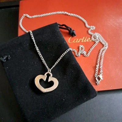 Cartier 2C Collar en forma de corazón en plata con cadena Auténtico de Japón Foto 1 de 4