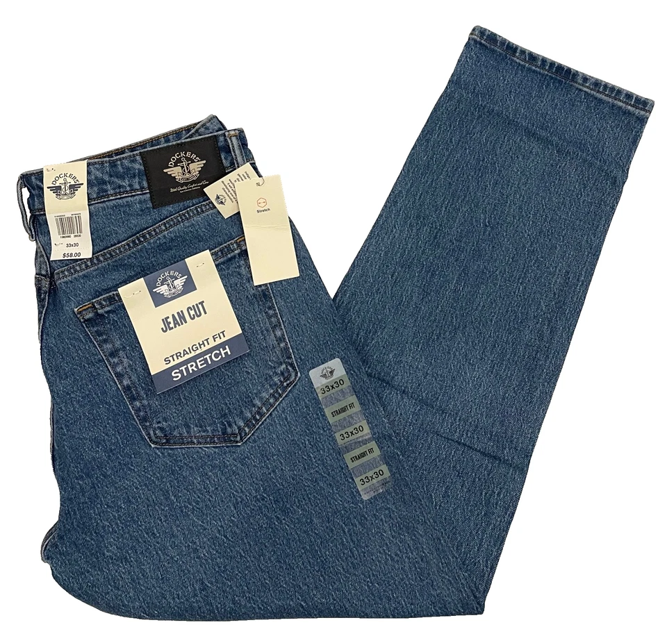 Dockers Mens Jean Cut Straight Pants 40X32 Beige Khaki All Seasons Tech