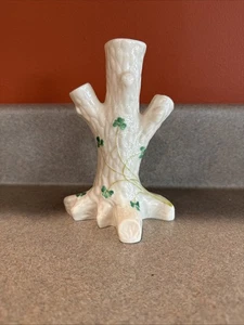 Vintage Belleek Tree Trunk Vase Irish Shamrock- 6.5" - Picture 1 of 4