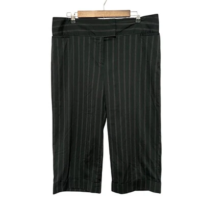 Bogari Silk Blend Black Pinstripe Wide Leg Cropped Pants Business Casual Size 14 - Image 1 of 4