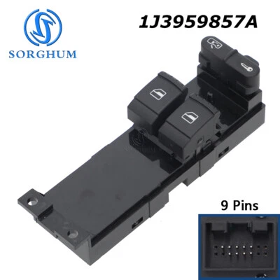 Power Window Switch Front Left 1J3959857A For VW Mk4 Golf Skoda Octavia Audi A3 - Image 1 of 4