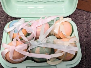 NEW Avon Easter Egg Ornament Gift Eggs in Carton with Ribbons to Hang -SET OF 6 - Picture 1 of 5