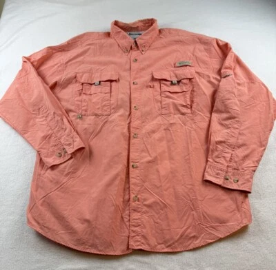 Camisa Columbia PFG Para Hombres Grande Salmón Naranja Ventilada Pesca Aire Libre Senderismo Foto 1 de 4