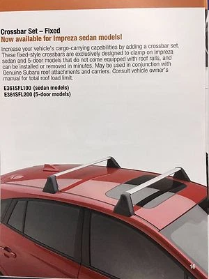 Juego de barras transversales de techo fijo Subaru Impreza 2017-2023 kit e361sfl100 sedán nuevo Foto 1 de 2