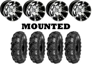 Kit 4 Sedona Mud Rebel Tires 26x9-12/26x10-12 on Moose 387X Machined Wheels IRS - Picture 1 of 5