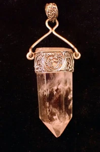 Clear Quartz Crystal point Pendant in Sterling C2 - Picture 1 of 4