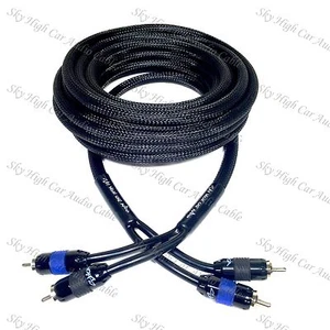 Sky High Car Audio 18 ft 2 Channel PREMIUM RCA Cable Nylon Copper Braided 6 M - Picture 1 of 12